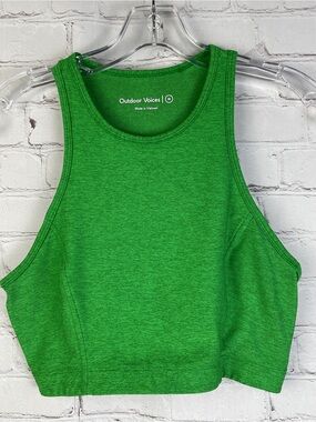 OUTDOOR VOICES Athena green heather high-neck crop tank top, size M